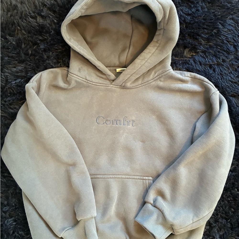 Comfort Embroidered Hoodie - Taupe Kids Sweatshirt